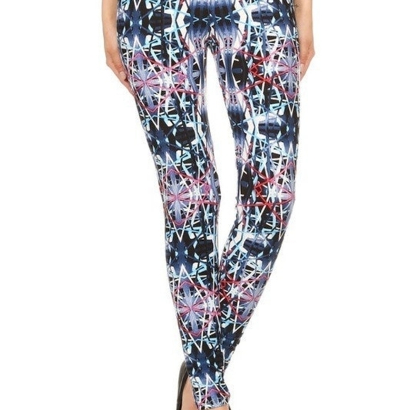 LEGGINGS DEPOT Purple & Pink Abstract Print full length Leggings Size 10 NWT - Picture 5 of 5
